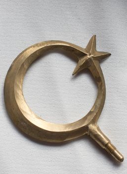 Ottoman crescent icon made of  Metal.  Islamic crescent symbol icon