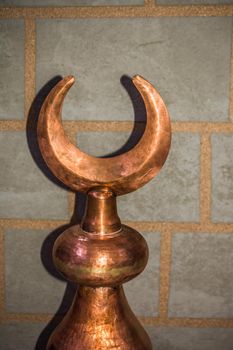 Ottoman crescent icon made of  Metal.  Islamic crescent symbol icon