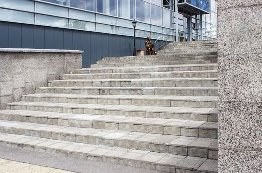 modern stone staircase in the city on summer day