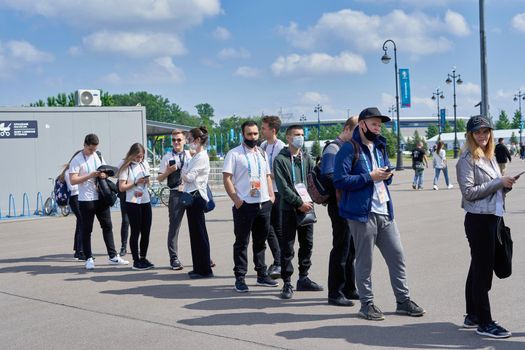 Saint Petersburg, Russia - June 12, 2021: Pass for volunteers to Zenit Stadium during Euro 2020 championship in Petersburg