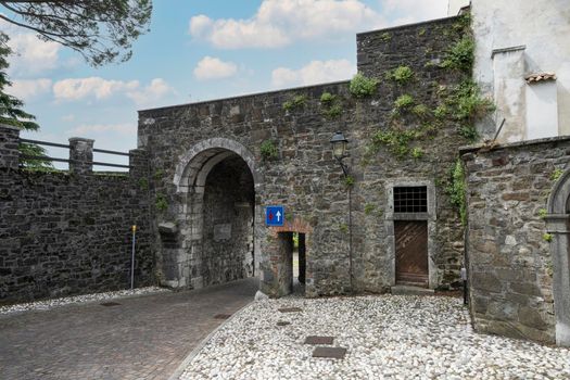 Gorizia, Italy. May 21, 2021.  the ancient Porta Leopoldina which was the entrance to the castle village on the homonymous hill in the city center