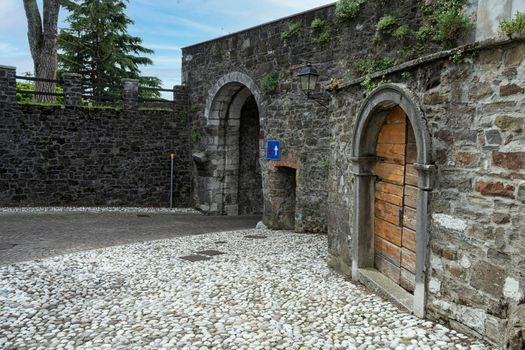 Gorizia, Italy. May 21, 2021.  the ancient Porta Leopoldina which was the entrance to the castle village on the homonymous hill in the city center