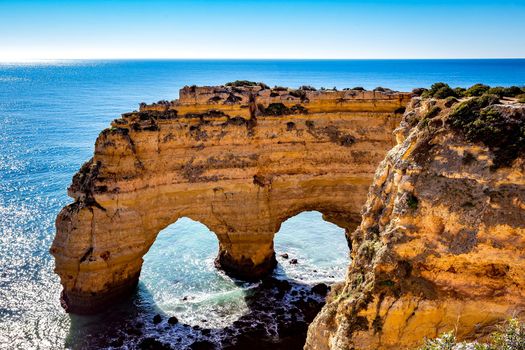 Beach and cliffs of Marinha, in Lagoa, Algarve, Portugal