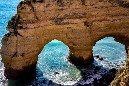 Beach and cliffs of Marinha, in Lagoa, Algarve, Portugal