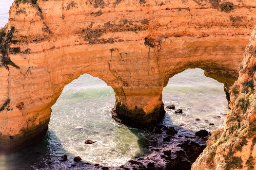 Beach and cliffs of Marinha, in Lagoa, Algarve, Portugal