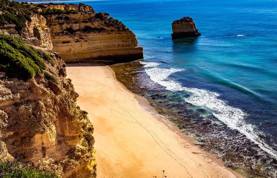 Beach and cliffs of Marinha, in Lagoa, Algarve, Portugal