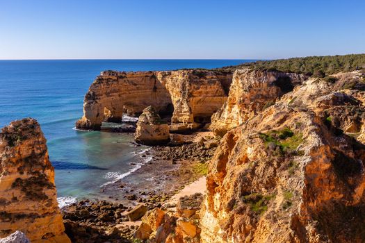 Beach and cliffs of Marinha, in Lagoa, Algarve, Portugal