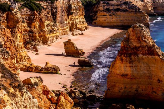 Beach and cliffs of Marinha, in Lagoa, Algarve, Portugal