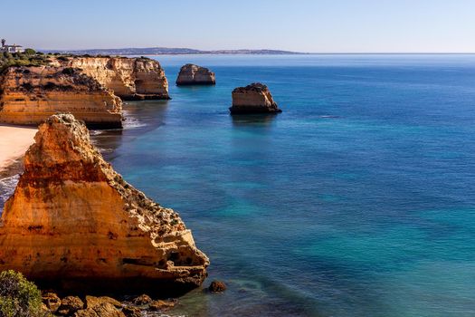 Beach and cliffs of Marinha, in Lagoa, Algarve, Portugal