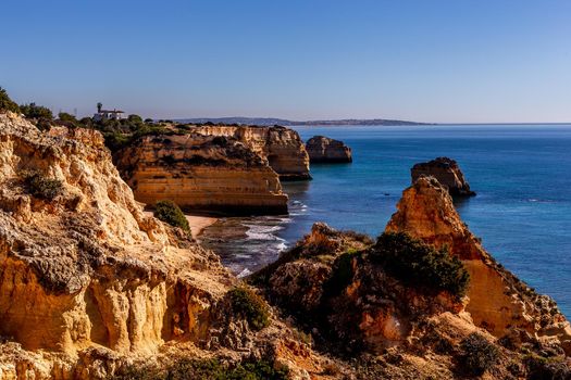 Beach and cliffs of Marinha, in Lagoa, Algarve, Portugal