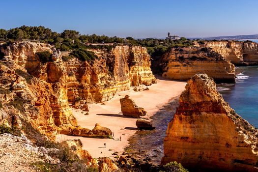 Beach and cliffs of Marinha, in Lagoa, Algarve, Portugal