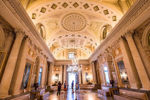 STRESA, ITALY, MAY 28, 2019 : interiors of palazzo Borromeo, isola bella, lake maggiore, may 28, 2019, in Stresa, italy