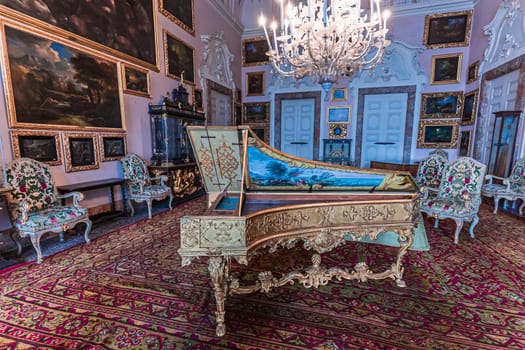 STRESA, ITALY, MAY 28, 2019 : interiors of palazzo Borromeo, isola bella, lake maggiore, may 28, 2019, in Stresa, italy