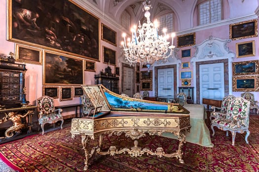 STRESA, ITALY, MAY 28, 2019 : interiors of palazzo Borromeo, isola bella, lake maggiore, may 28, 2019, in Stresa, italy