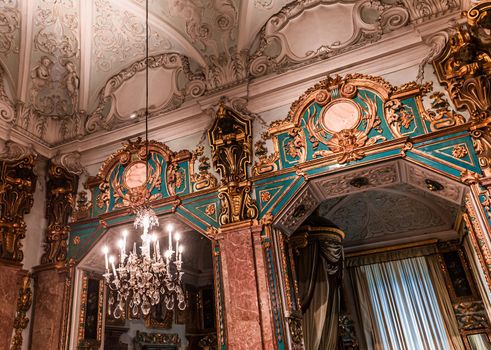 STRESA, ITALY, MAY 28, 2019 : interiors of palazzo Borromeo, isola bella, lake maggiore, may 28, 2019, in Stresa, italy