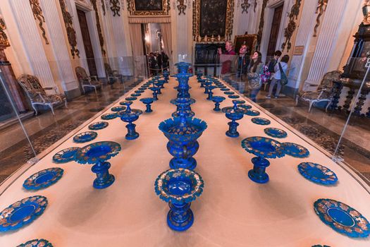 STRESA, ITALY, MAY 28, 2019 : interiors of palazzo Borromeo, isola bella, lake maggiore, may 28, 2019, in Stresa, italy