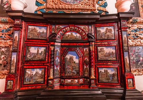 STRESA, ITALY, MAY 28, 2019 : interiors of palazzo Borromeo, isola bella, lake maggiore, may 28, 2019, in Stresa, italy