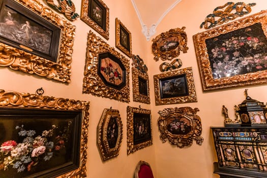 STRESA, ITALY, MAY 28, 2019 : interiors of palazzo Borromeo, isola bella, lake maggiore, may 28, 2019, in Stresa, italy