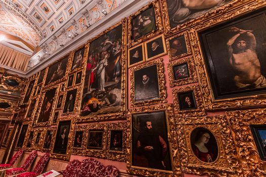 STRESA, ITALY, MAY 28, 2019 : interiors of palazzo Borromeo, isola bella, lake maggiore, may 28, 2019, in Stresa, italy