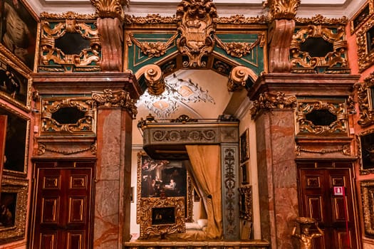 STRESA, ITALY, MAY 28, 2019 : interiors of palazzo Borromeo, isola bella, lake maggiore, may 28, 2019, in Stresa, italy