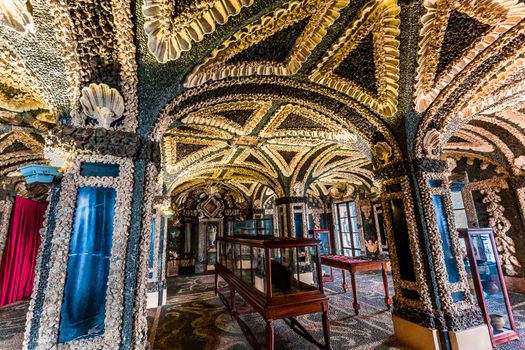 STRESA, ITALY, MAY 28, 2019 : interiors of palazzo Borromeo, isola bella, lake maggiore, may 28, 2019, in Stresa, italy