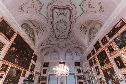 STRESA, ITALY, MAY 28, 2019 : interiors of palazzo Borromeo, isola bella, lake maggiore, may 28, 2019, in Stresa, italy