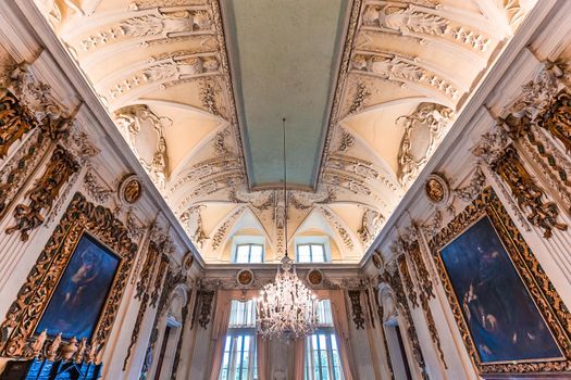 STRESA, ITALY, MAY 28, 2019 : interiors of palazzo Borromeo, isola bella, lake maggiore, may 28, 2019, in Stresa, italy