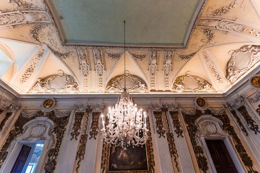 STRESA, ITALY, MAY 28, 2019 : interiors of palazzo Borromeo, isola bella, lake maggiore, may 28, 2019, in Stresa, italy