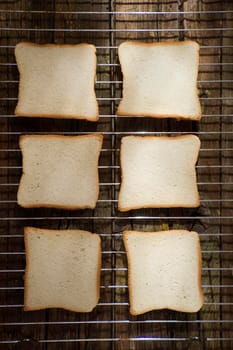 Soft toasted slices of bread in the oven