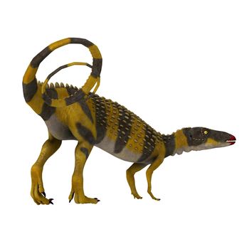 Scutellosaurus was an armored herbivorous dinosaur that lived in Arizona, USA during the Jurassic Period.