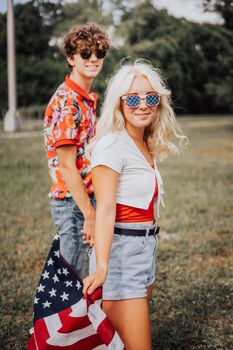 Couple in a vintage red truck