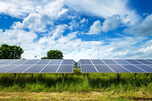 Solar panel on blue sky background, Alternative energy concept,Clean energy,Green energy.