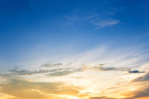 blue sky background texture with white clouds sunset.