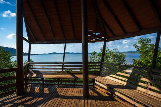 bridge wooden walking way in The forest mangrove in Chanthaburi Thailand.