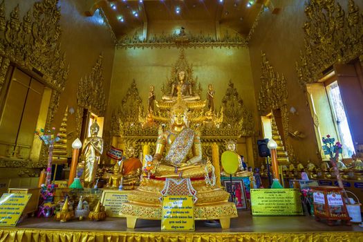 Golden chapel temple of Wat Pak Nam (Joe Low) is a Buddhist temple in the historic centre and is a Buddhist temple is a major tourist attraction in Chachoengsao Province, Thailand.