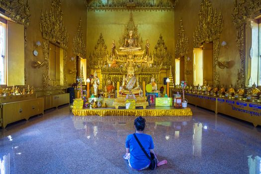 Golden chapel temple of Wat Pak Nam (Joe Low) is a Buddhist temple in the historic centre and is a Buddhist temple is a major tourist attraction in Chachoengsao Province, Thailand.