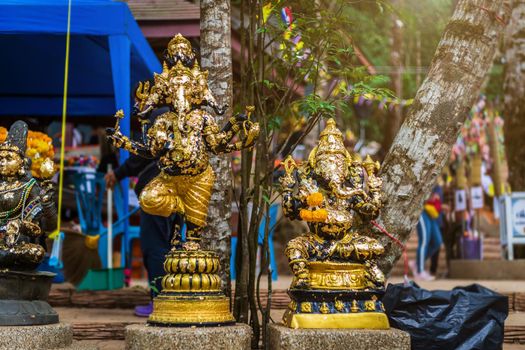 Ganesh statue On the way up at The stone with the footprint of Lord Buddha at Khitchakut mountain It is a major tourist attraction Chanthaburi, Thailand.