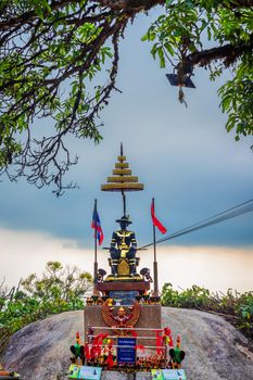 Statue of Taksin the Great On the way up at The stone with the footprint of Lord Buddha at Khitchakut mountain It is a major tourist attraction Chanthaburi, Thailand.February 16, 2019