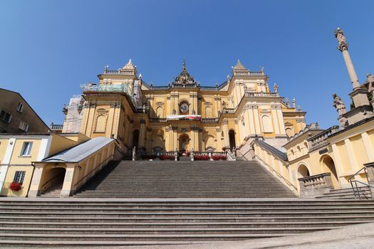 Wambierzyce, Poland, August 8, 2018: Basilica of the Visitation - Baroque basilica minor located in Wambierzyce, Poland.