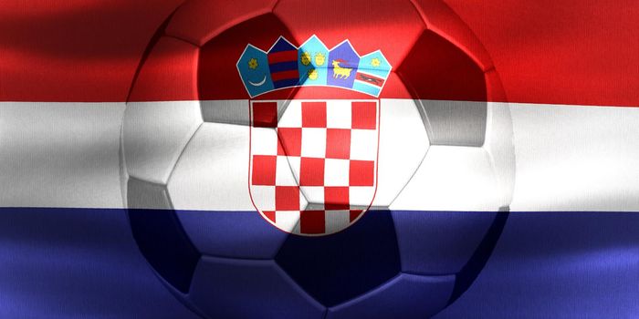 Croatia flag with a soccer ball moving in the wind
