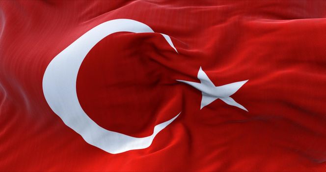 Detail of the national flag of Turkey flying in the wind. Democracy and politics.