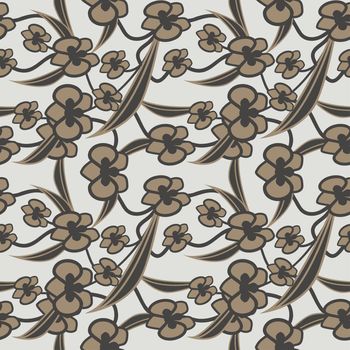 Floral pattern with abstract flowers. Ethnic endless background with ornamental decorative elements with traditional ethnic motives, tribal geometric figures. Print for wrapping, background.  Use for wallpaper, pattern fills, web page background