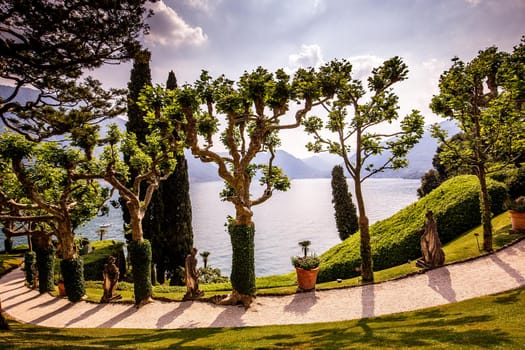 LENNO, ITALY, JUNE 04, 2019 : exteriors of villa del Balbianello, on lake Como, june 04, 2019, in Lenno, italy