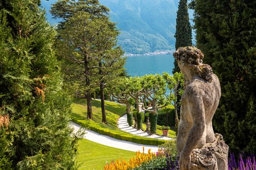 LENNO, ITALY, JUNE 04, 2019 : exteriors of villa del Balbianello, on lake Como, june 04, 2019, in Lenno, italy