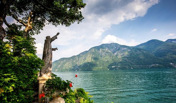 LENNO, ITALY, JUNE 04, 2019 : exteriors of villa del Balbianello, on lake Como, june 04, 2019, in Lenno, italy