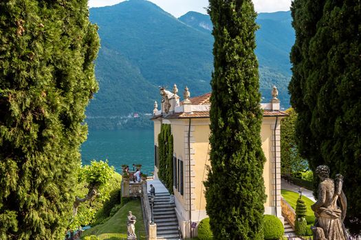 LENNO, ITALY, JUNE 04, 2019 : exteriors of villa del Balbianello, on lake Como, june 04, 2019, in Lenno, italy