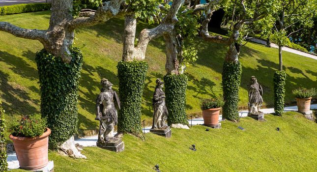 LENNO, ITALY, JUNE 04, 2019 : exteriors of villa del Balbianello, on lake Como, june 04, 2019, in Lenno, italy