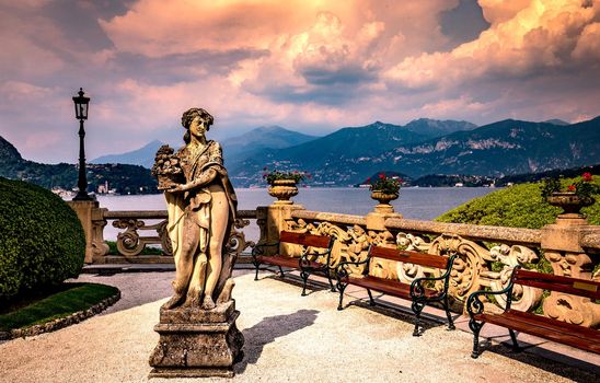 LENNO, ITALY, JUNE 04, 2019 : exteriors of villa del Balbianello, on lake Como, june 04, 2019, in Lenno, italy