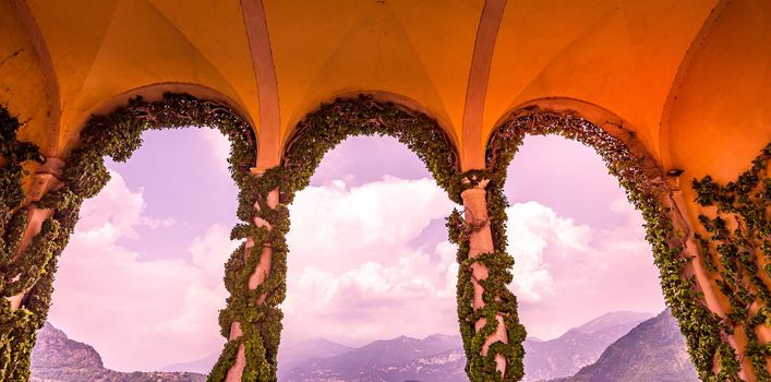 LENNO, ITALY, JUNE 04, 2019 : exteriors of villa del Balbianello, on lake Como, june 04, 2019, in Lenno, italy