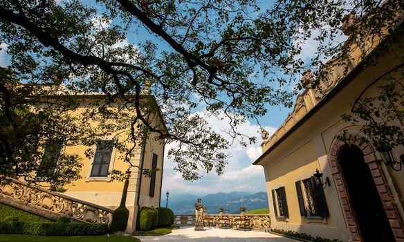 LENNO, ITALY, JUNE 04, 2019 : exteriors of villa del Balbianello, on lake Como, june 04, 2019, in Lenno, italy